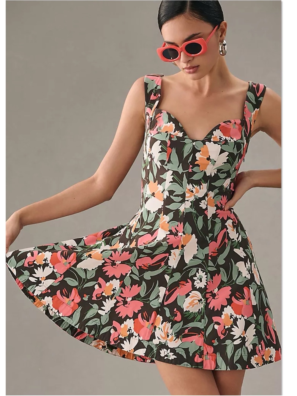 Anthropologie Sweetheart Floral Mini Dress Black Medium NWT Weekend Garden Party
